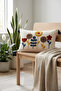 Punch Embroidered Flower Garden Patterned Cotton Tassel Throw Pillow Cover 35X55 cm - 5