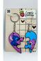 Wooden Stitch Themed Puzzle Couple Keychain 2 Pieces - 3