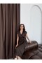 Brown jacket collar double-breasted midi dress - 4