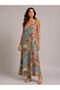 Long Patterned Women's Dress with Wide Straps