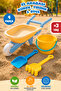 4 Piece Beach Set with Hand Cart - Bucket Shovel Rake Garden Sand Toy Blue