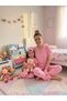 Mother-Daughter Cotton Pink Heart Gift Pketi Patterned Shirt Collar Short Sleeve Pajama Set - 2