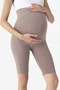Above Knee Biker Flexible Adjustable Waist Short Maternity Leggings Mink