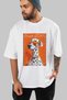 For Dog Lovers 2 Front Dog Prints White Oversize T-Shirt 100% Cotton Unisex Dog Lover Premium Design - 7