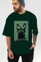 For Dog Lovers 35 Front Dog Print Green Oversize T-Shirt 100% Cotton Unisex Dog Lover Premium Design - 6