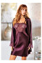 Women's Plum Satin Dressing Gown & Nightgown 2-Piece Set