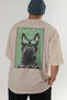 For Dog Lovers 35 Beige Oversize T-Shirt with Dog Print on the Back 100% Cotton Unisex Dog Lover Premium Design - 6