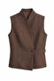 Zero Sleeve Brown Linen Vest with Side Buttons