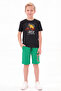 Summer Round Neck Motorcycles Print Detailed Boys' Top and Bottom Set - 2