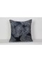 Navy Blue Leaf Pattern Decorative Throw Pillow Cover Modern Tropical Design