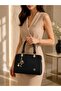 Five-Compartment Star and Pearl Detailed Women's Hand and Shoulder Bag with Fully Lined Interior and Adjustable Shoulder Strap - 5