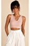 Women's Powder V-Neck Camisole Crop Blouse Be420