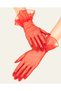 Short Length Lycra Laced Adult Tulle Gloves Red Color Bsk2026 - 3