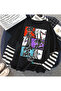 Demon Slayer Printed Fake Sleeves Oversize Unisex Black T-Shirt