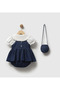 Baby Girl Denim Romper Jumpsuit Cherry Shirt Bag 3-Piece Set - 7