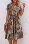 Women's Short Sleeve V-Neck Elastic Waist Midi Single Jersey Dress - 2