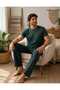 Men's Green Plaid Short Sleeve Cotton Pajamas Set