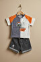 Baby Boy 2-Piece Set with Palm Tree Printed Denim Shorts - 2