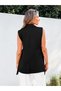 Women's Sleeveless Collared Front Buttoned Belted Waist Atlas Jacket - 3