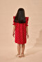 Polka Dot Asymmetrical Apple Embroidered Dress Red - 3