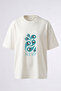 Neck Deep Design Back Printed Cotton White Oversize T-Shirt