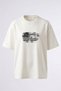 American Distressed Design Back Printed Cotton White Oversize T-Shirt