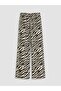 Lcw Modest Brown Elastic Waist Zebra Patterned Women's Trousers - 6