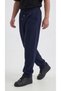 Men's Navy Blue Color Wide Leg Relaxed Fit Baggy Sweatpants - 3