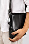 Unisex Black Genuine Leather Double Zipper Premium Quality Shoulder Strap Messenger Bag - 3