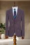 Burgundy Textured Slim Fit Classic Men's Blazer Jacket - 2