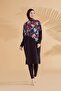 Full Covered Hijab Swimsuit Set Floral Patterned Parachute Fabric 4 Piece - M2313