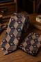 Gold Brown Motif Pattern Classic Tie with Handkerchief Kk13785