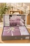 Purple Color Double 5-Piece Piqued Duvet Cover Set 100% Cotton Boxed Set - 2