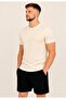 Men's Cream Cotton Lycra Single Jersey Short Sleeve-T-Shirt-D230 - 2