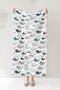 Whale Themed Children's Beach Towel - Marine Mint Black Pool Sea Quick-Drying Microfiber Towel - 2