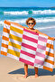 Striped Color Block Modern Beach Towel - Mediterranean Style Pink Orange Quick Drying Microfiber Towel - 7