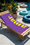 Amar Written Typographic Beach Towel - Purple Yellow Minimalist Pool Sea Quick-Drying Microfiber Towel