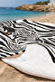 Zebra Patterned Black and White Safari Beach Towel - Animal Print Pool Sea Bath Beach Cover - 3