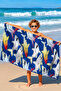 Shark Sea Themed Beach Towel Coverlet - Marine Blue Pool Quick-Dry Microfiber Towel Coverlet - 6