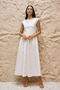 White Low Neck Long Crepe Dress - 7