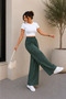 Woven Viscose Trousers with Wide Legs - Patterned - Without Pockets - 2