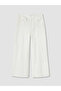 White Regular Fit Wide Leg Women's Trousers