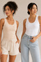 Women's Thick Strap 95% Natural Bamboo Flexible 2-Piece Basic Undershirt - Soft & Sweat-Absorbing Texture