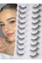 10 Pairs Natural Look False Eyelashes Clear Synthetic Hair Fake Lashes Lightweight Reusable for Women Daily Makeup and Work