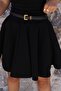 Black Flared Crepe Skirt