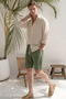 Lightweight and Comfortable Wide-Legged Muslin Shorts - Khaki - 2