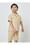 Boys Textured Knit Polo T-Shirt and Shorts Set - 2