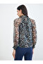 Animal Print Lurex Semi Sheer Blouse - 5