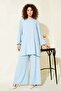 Women's Puff Sleeve Blue Two-Piece Tracksuit Set