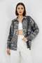 Women's Oversize Patterned Satin Anthracite Shirt - 4